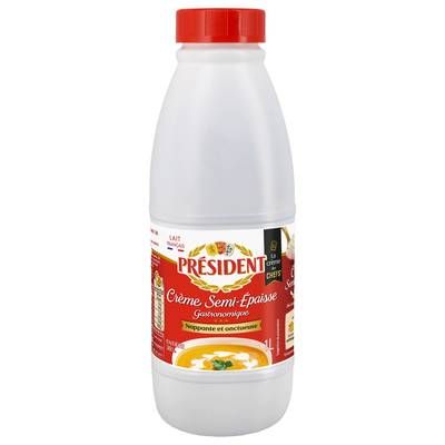 Président Crème entière semi épaisse 30%mg, 1l