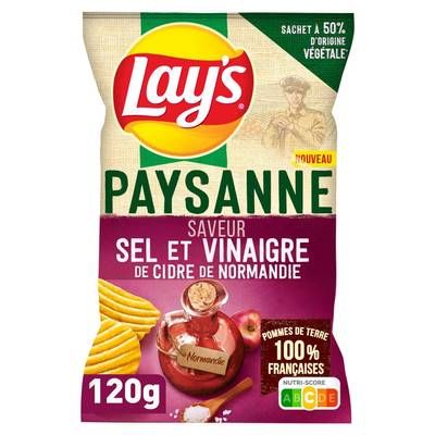 Lay's Chips Paysanne saveur sel et vinaigre cidre de Normandie, 120g