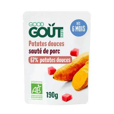 Good Goût Patates Douces Sauté de porc Bio Sachet Bébé Dès 6 mois, 190g
