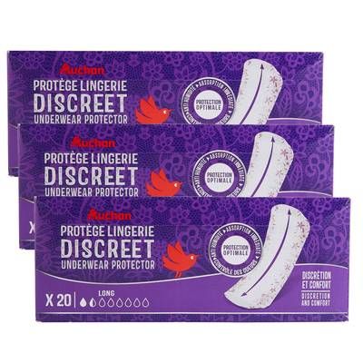 Auchan Discreet protège lingerie long, Lot de 3x20 pièces