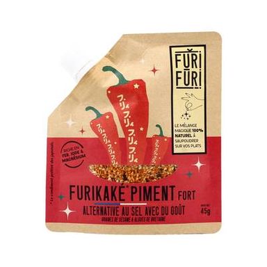 Furifuri Furikaké Piment - Alternative au Sel - Condiment Graines de Sésame et Algues, 45g