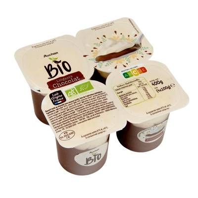 Auchan BIO Liégeois au chocolat Bio, 4x100g