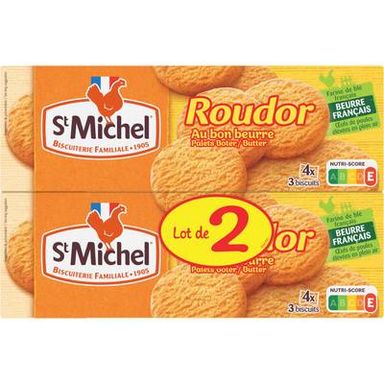 St Michel Lot de deux Roudors palets croustillants et fondants x24, 2x150g