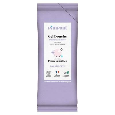 Pimpant Gel Douche Peaux Sensibles poudre, 1 recharge