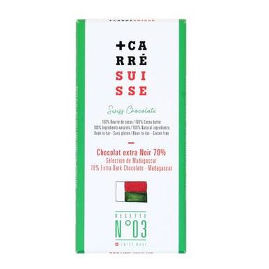 Carré Suisse Tablette Chocolat Extra Noir 70% Madagascar, 100g