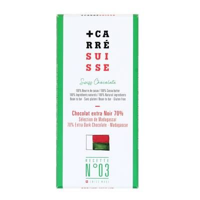 Carré Suisse Tablette Chocolat Extra Noir 70% Madagascar, 100g