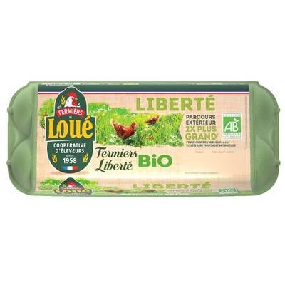 Loué Oeufs bio fermier calibre moyen, 10 oeufs