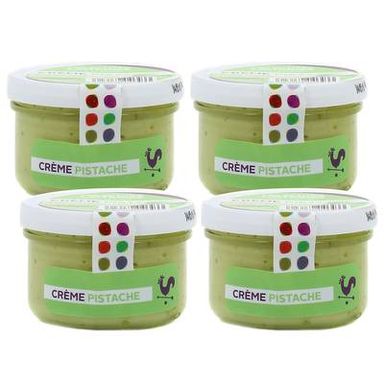 Les Petites Laiteries Petit Pot de Crème Pistache - Lait de vache pasteurisé, Lot de 4x100g