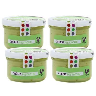 Les Petites Laiteries Petit Pot de Crème Pistache - Lait de vache pasteurisé, Lot de 4x100g
