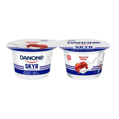 Danone Skyr nature sur lit de fraise 0%mg, 2x145g