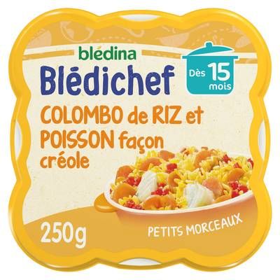 Blédina - Blédi'chef Plat colombo de Riz et Poisson Assiette Bébé Dès 15 mois, 250g