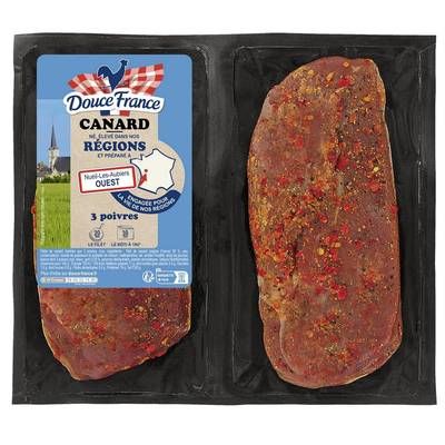 Douce France Filets de Canard aux 3 Poivres, 2 filets - environ 900g