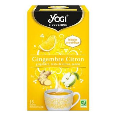 Yogi Infusion gingembre, zeste de citron, pomme Bio - 15 sachets, 30g