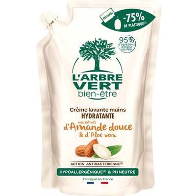 L'Arbre Vert Bien-Etre Recharge crème lavante hydratante mains aux extraits d'Amande Douce, 300ml