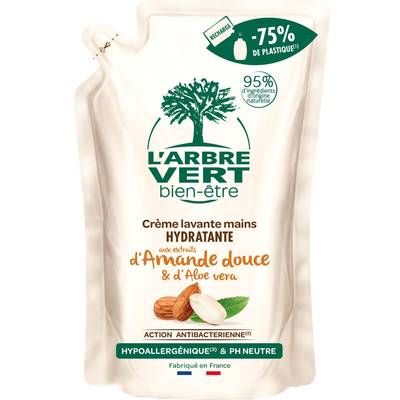 L'Arbre Vert Bien-Etre Recharge crème lavante hydratante mains aux extraits d'Amande Douce, 300ml