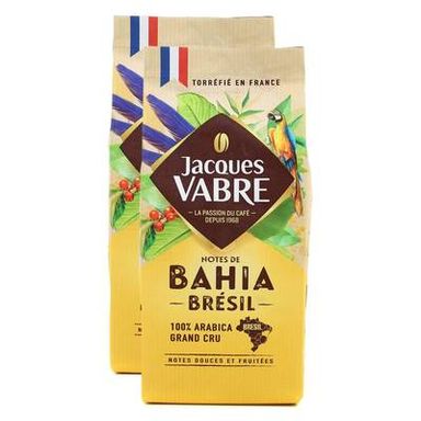 Jacques Vabre Café moulu notes de Bahia Brésil 100% pur arabica, Lot de 2x250g