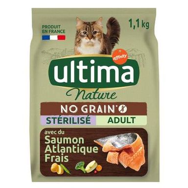 Affinity - Ultima Nature Croquettes Saumon sans Céréales pour chat adulte stérilisé, 1,1kg