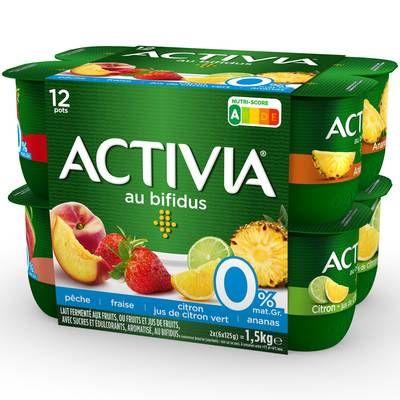 Activia Yaourt aux fruits 0% mg bifidus, 12x125g