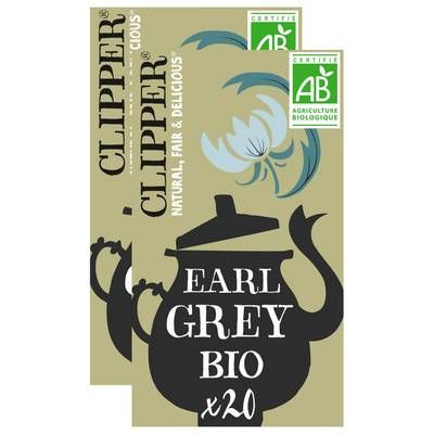 Clipper Thé noir Earl Grey Bio, Lot de 2x40g