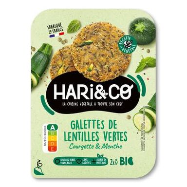 HARI&CO Galettes de Lentilles Vertes Courgettes & Menthe, 170g