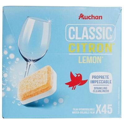 Auchan Tablettes lave-vaisselle citron, 45 tablettes