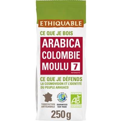 Ethiquable - Commerce Equitable Café moulu Arabica IGP Bio de Colombie, 250g