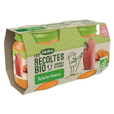 Blédina - Les Récoltes Bio Patates Douces Bio Pot Bébé Dès 4/6 mois, 2x130g