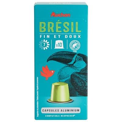 Auchan Capsules de café Brésil intensité 7, 10 capsules