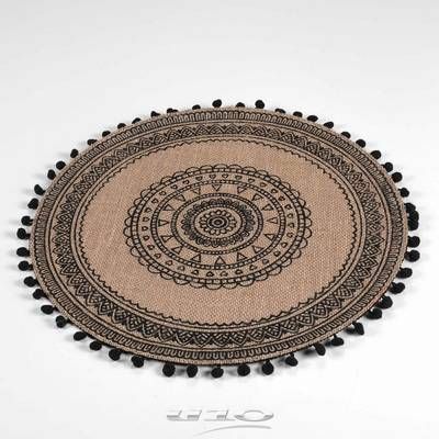 Douceur D Interieur Set de table en jute Renata Noir, 38 cm