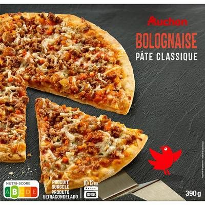 Auchan Pizza cuite sur pierre à la bolognaise, 390g