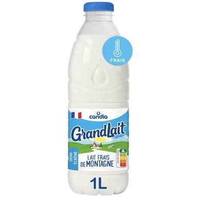 Candia Lait frais de montagne demi-écremé Grandlait, 1l