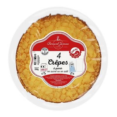 Bernard Jarnoux Crêpes à Garnir Sucrée ou Salée, 4 Crêpes - 200g