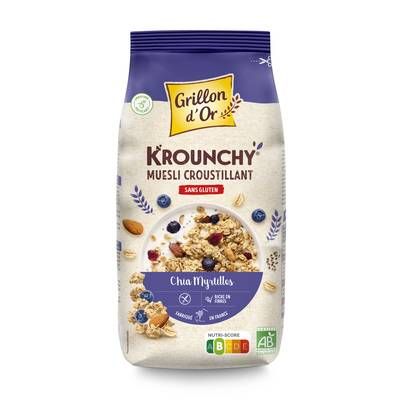 Grillon Or Krounchy Muesli Chia Myrtille bio sans Gluten, 500g