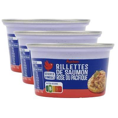 Auchan Rillettes de saumon, Lot de 3x125g