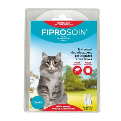 Fiprosoin Traitement antiparasitaire pour chats, 2 x 0,5 ml