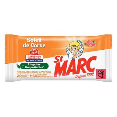 St-Marc Lingettes soleil de Corse compostables, 30 lingettes