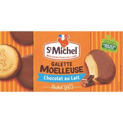 St Michel Galettes moelleuses nappées de chocolat au lait, 180g