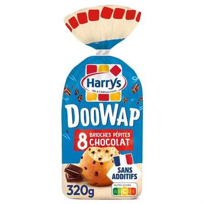 Harrys DooWap Brioche Individuelle Pépites de Chocolat Sans Additifs, 8 brioches - 320g