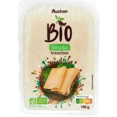 Auchan BIO Gouda en tranche Bio, 160g