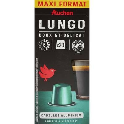 Auchan Capsules de café lungo, 20 capsules