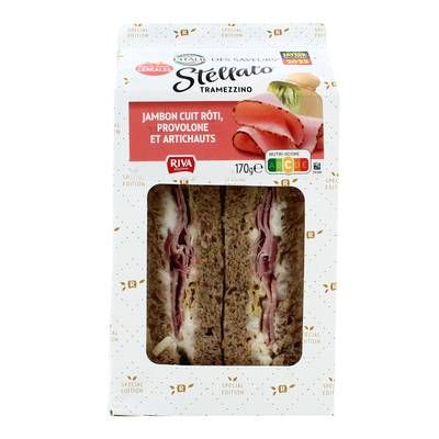 L'Italie des Saveurs Sandwich Jambon cuit Rôti, Provolone et Artichauts, 170g