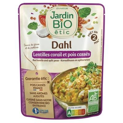 Jardin Bio Etic Dahl Lentilles corail et pois cassés bio, 250g