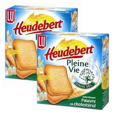 Heudebert Biscottes sans sel, 34 tranches, Lot de 2x300g