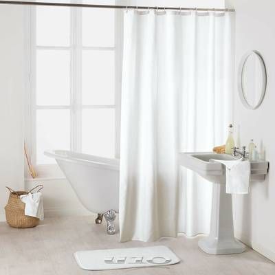 Douceur D Interieur Rideau de douche Essencia blanc avec anneaux, 180 x 200 cm