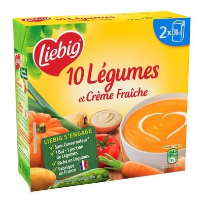 Liebig Soupe Velouté 10 Légumes et Crème Fraîche, 2x30cl