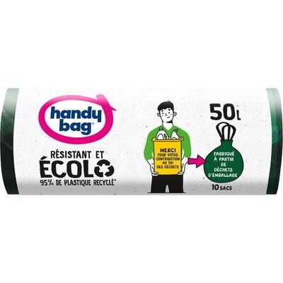 Handy Bag Sac Poubelle Recyclé poignée 50L, 10 sacs de 50L