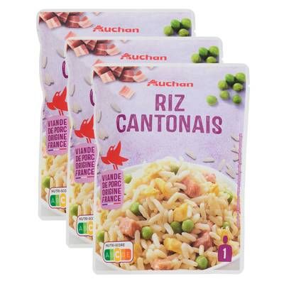 Auchan Riz cantonais sachet express micro-ondes, Lot de 3x250g