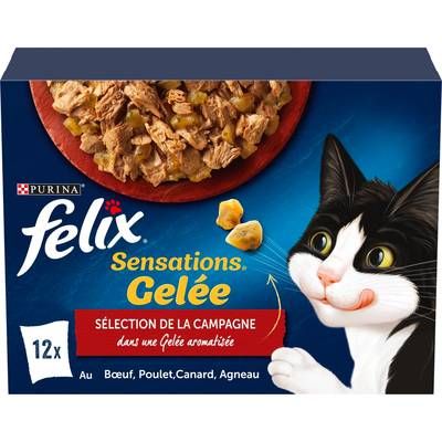 Purina - Félix Sachet en Gelée Bouchées Sélection de la Campagne pour Chat, 12x85g