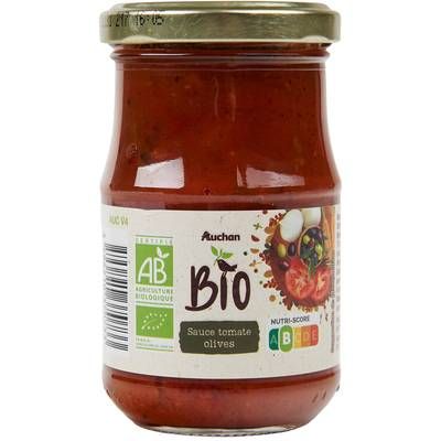 Auchan BIO Sauce tomate aux olives Bio en bocal, 200g