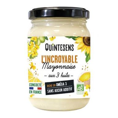 Quintesens L'incroyable Mayonnaise bio aux 3 huiles, 180g